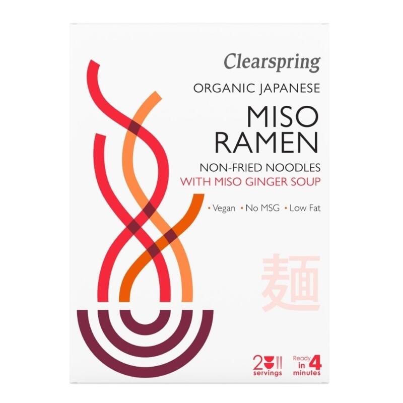 Ramen noodles miso gember van Clearspring, 5 x 105 g
